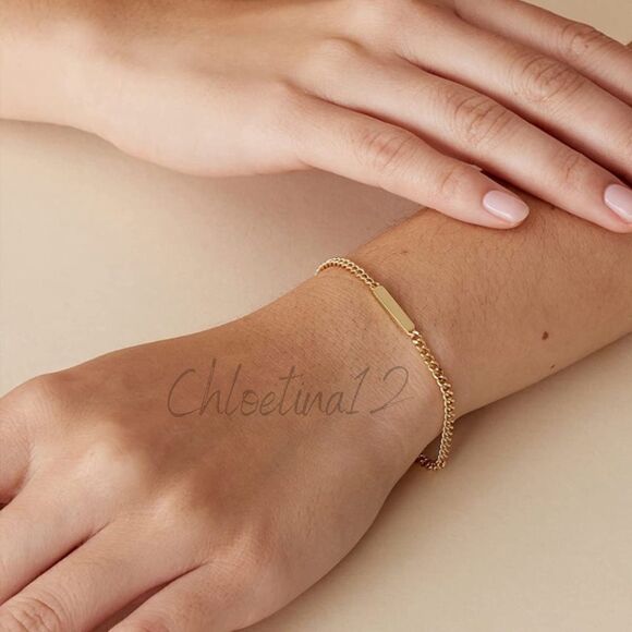 New 14k Gold Plated Cuban Chain Link Bracelet - Picture 7 of 7